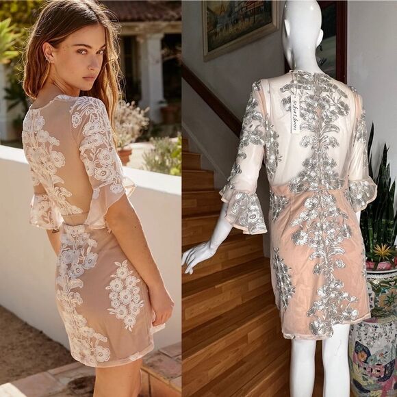 Free People For Love & Lemons Temecula Mini Dress silver - Picture 4 of 8